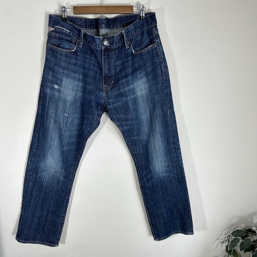 Ralph Lauren Denim & Supply Blue Jeans Straight Leg Medium Wash 36/30 Distressed